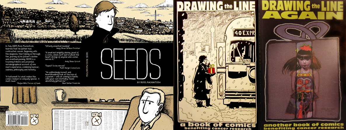 Covers of Seeds by Ross Mackintosh, Drawing the line and Drawing the line again curated by Suley Fattah and Kasra Ghanbari