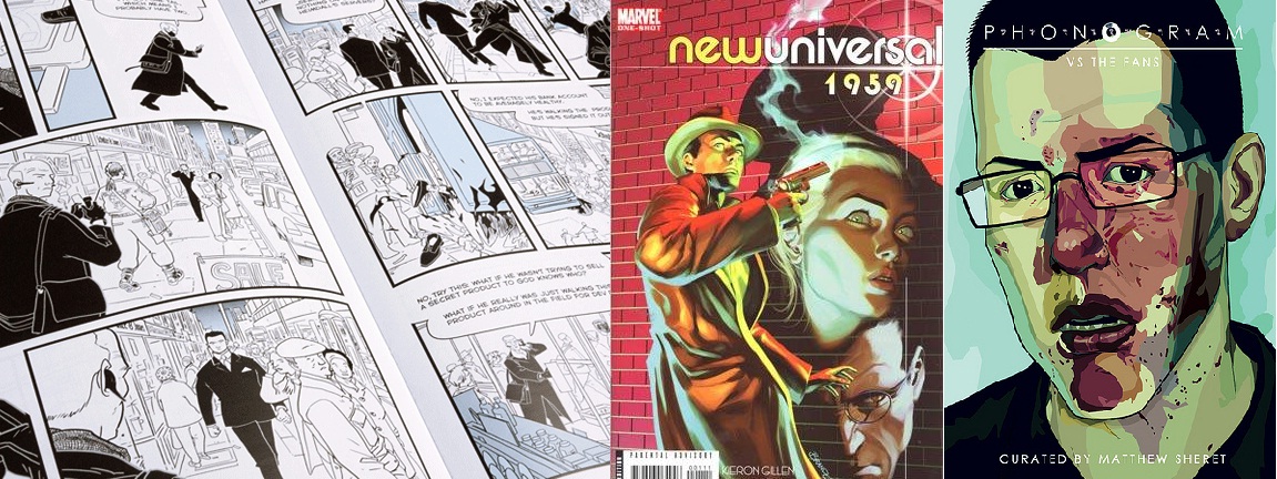 Excerpt from SVK by Warren Ellis and Disraeli / Covers of newuniversal: 1959 and Phonogram vs. the fans