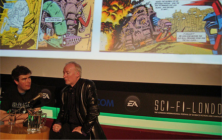 Alex Fitch talks to Kevin O Neill at Sci-Fi London below a couple of pages from Metalzoic