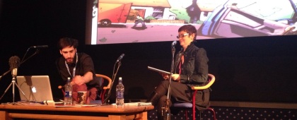 Owen Michael Johnson and Lizzie Boyle in discussion at LICAF (photo by Alex Fitch)