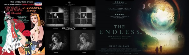Advert for Third Window Films Animerama Blu-Rays / Comparison of stills from restored Nosferatu / Poster for The Endless