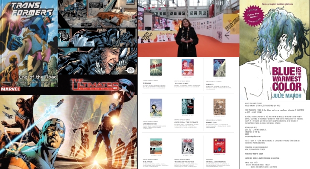 Transformers, Venom and The Ultimates art by Bryan Hittch / Ivanka Hahnenberger at Bologna comics fair / covers of graphic novels translated by Ivanka